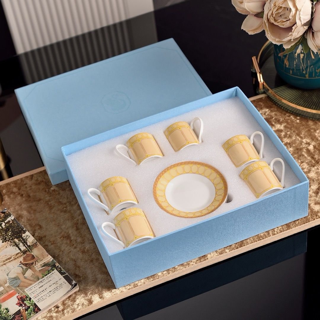 Swarovski Turkish coffee set of six cups with saucers. Three colors are available.